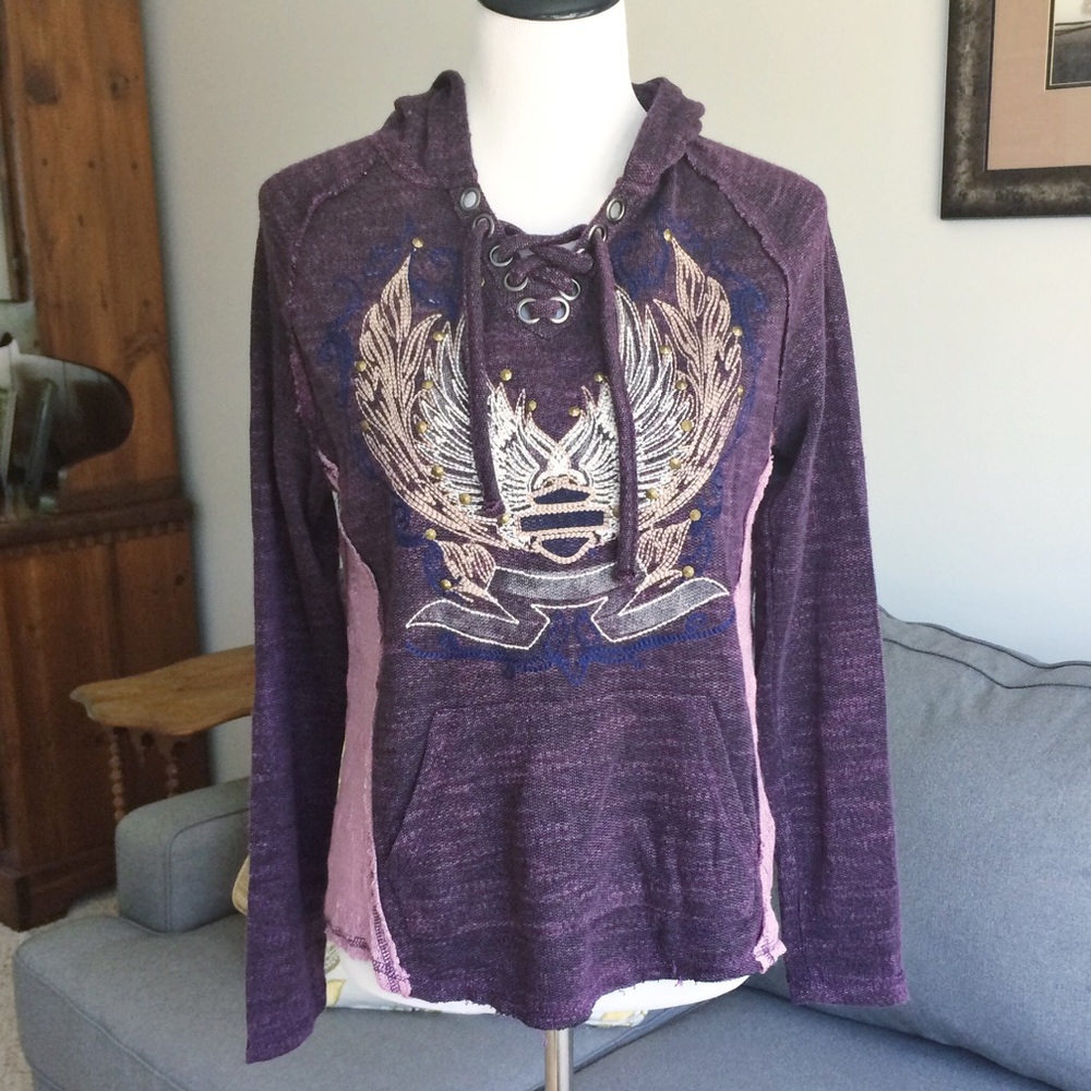 Harley Davidson Lace Insert Hoodie Sweater NWT